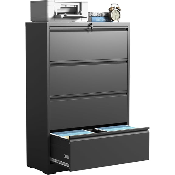 4 Drawer Lateral File Cabinets,Metal Filing Cabinet for Home Office,Wide Steel Storage Cabinet Commercial Drawer for Legal/Letter/A4 Size Files Assembly Required
