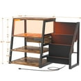 thumbnail image 4 of Homieasy 4-Tier Media Stand with Vinyl Storage, Power Outlets & LED Lights,Rustic Brown, 4 of 9