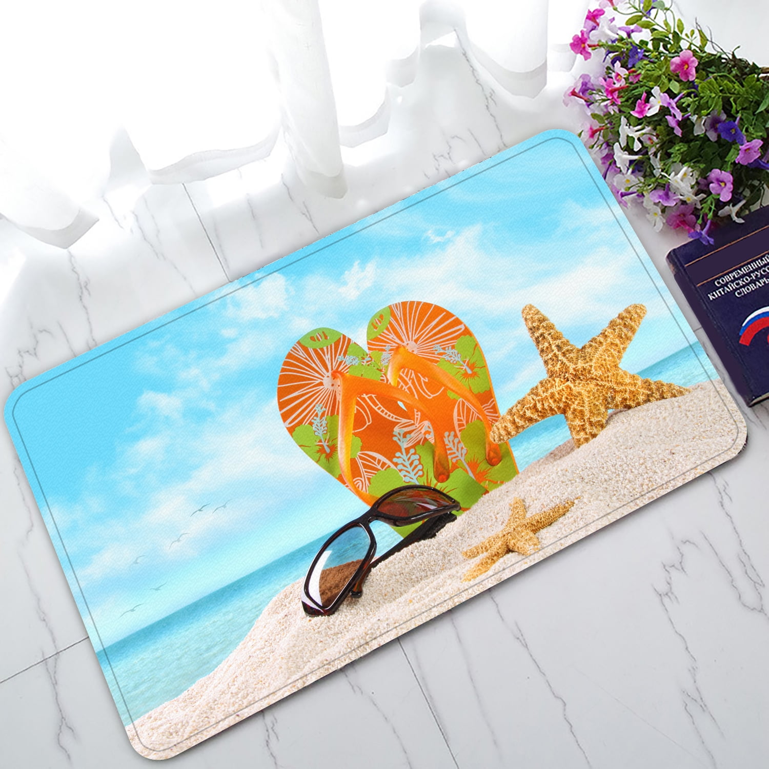 ZKGK Beach Flip Flops NonSlip Doormat Indoor/Outdoor/Bathroom Doormat