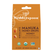 Wedderspoon Organic Manuka Honey Drops, Honey with Echinacea, 20 CT - Soothing Throat Drops