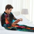 thumbnail image 6 of Lsque Neon Spectrum Cat Portrait Pattern Long Sleeve Pajama Set for Men - Soft 2-Piece Sleepwear and Loungewear Set with Pockets, Comfy Nightwear-X-Large, 6 of 7