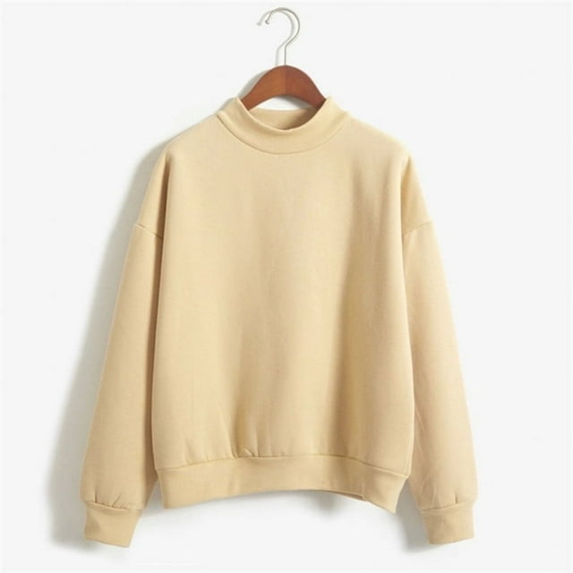 Fartey Chandails Molletonnés à Col Rond Oversize pour Femmes, Mignons, Couleur Unie, Sans Capuches, Chandail à Manches Longues, Décontracté, Confortable, Mode d'Automne, Chandails à Enfiler