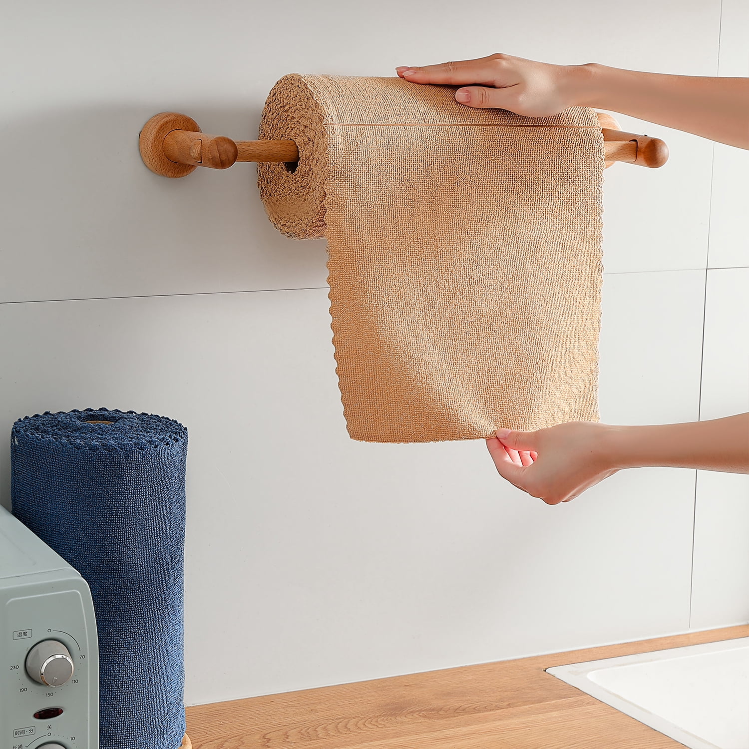Beartech 80 Pack Microfiber Kitchen Towels Cleaning Cloth Roll,Lint Free Rags & Tear Away Reusable Towels,Washable Shop Rags,Ultra Absorbent Dish Rags for Car Kitchen Window Garage-Dark Brown