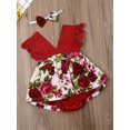 thumbnail image 4 of Dewadbow Newborn Baby Girls Floral Romper Lace Bodysuit Jumpsuit Headband Outfit, 4 of 6