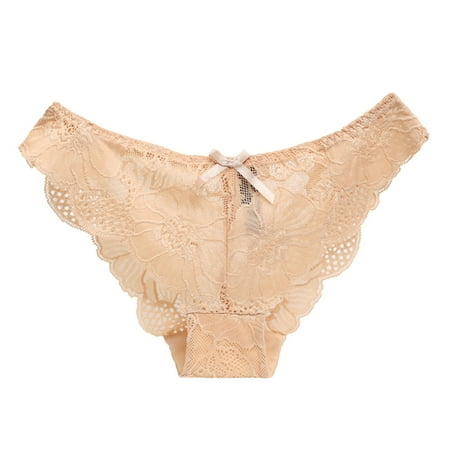 

Womens Low Waist Comfortable Hollow Lace Ruffle Bow Thongs