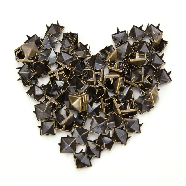 Craft Collection 100 PCS 9MM Brass Copper Square Rivets Apparel Shoes Bag Accessories For Leather Decoration
