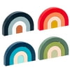 SANUME 4Pcs/Set Baby Montessori Toys Rainbow Color Arch Building Block Fun Puzzle Stacking Brick