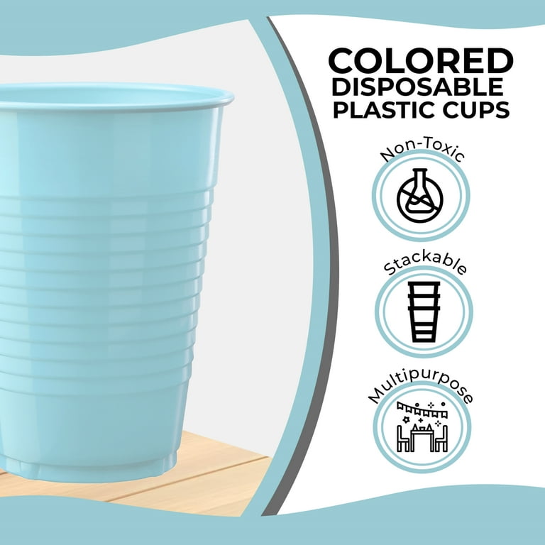 Exquisite 12 Ounce Disposable Light Blue Plastic Cups-50 Count
