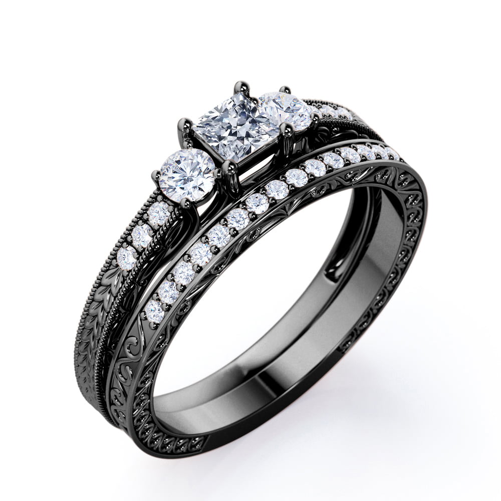 Details about   Unique 2.5 CT Princess White Diamond Tension Set Engagement Ring 14k Gold Finish 