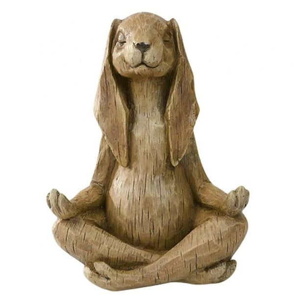 Rabbit Sculpture Ornament Resin Garden Decor, Wood Animal Figurine - Rabbit Sculpture Ornament Resin Garden Decor, Wood Animal Figurine -