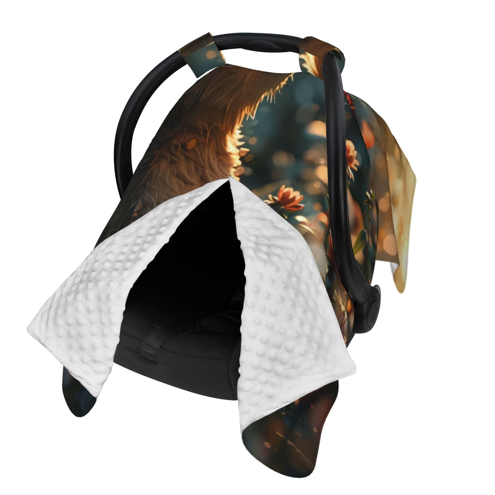 Naloa Sunshine Butterfly Flower Bear Baby Car Seat Cover, Breathable Baby Carrier Cover, Multiuse Baby Carrier Cover & Nursing Breastfeeding Cover