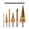 thumbnail image 4 of Juego De 6 Brocas Escalonadas Y Brocas De Sierra Hss Para Chapa De Aluminio, Hierro, Metal, Tomshoo Paquete de caja de plástico, 4 of 7