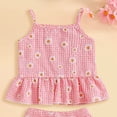 thumbnail image 4 of Toddler Girl Clothes Summer Baby Girl Clothes Daisy Print Sleeveless Strap Tops and Shorts Set Boho Summer Beach Outfit, 4 of 5