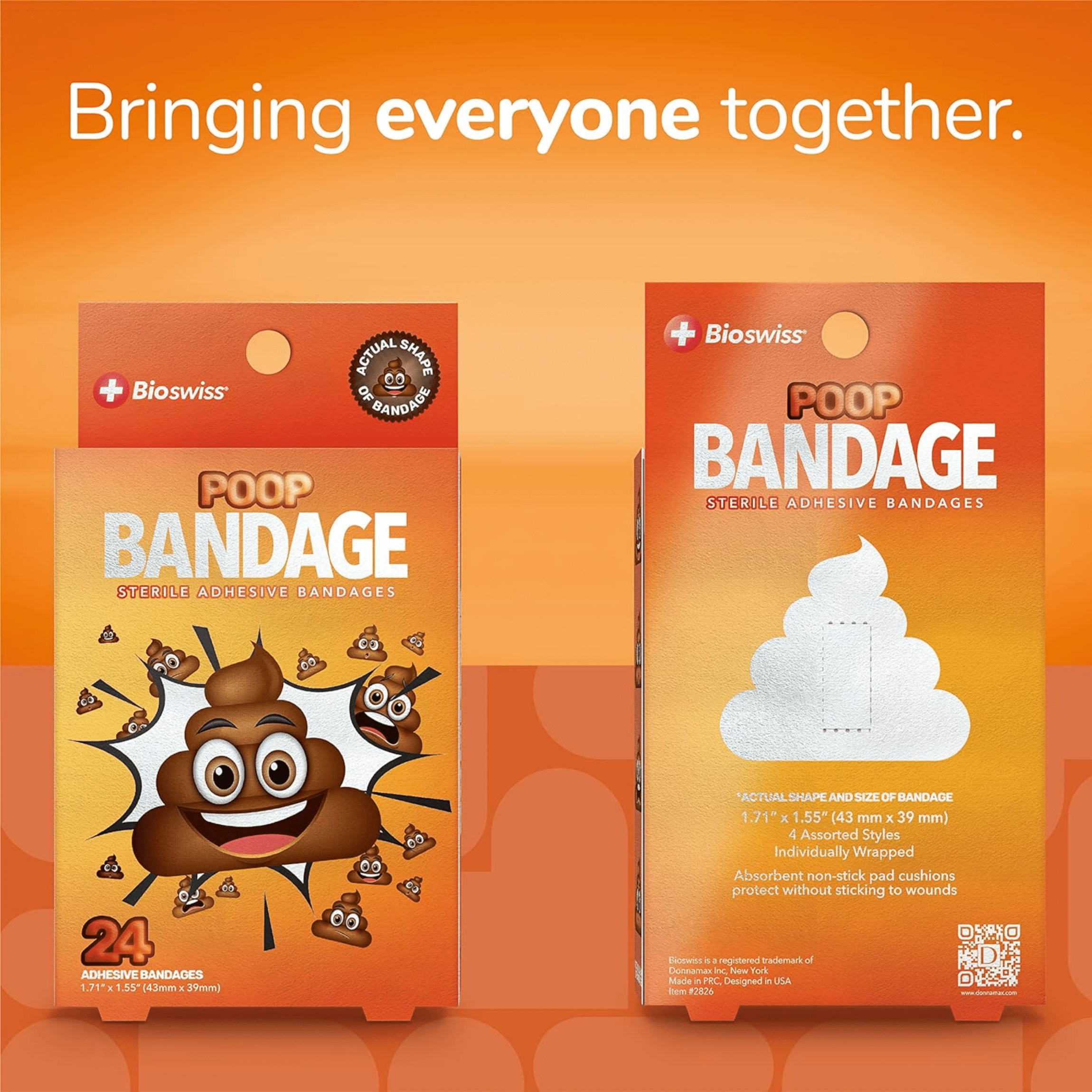 BioSwiss Bandages, Poop Shaped Self Adhesive Bandage, Latex Free