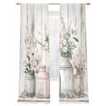 thumbnail image 6 of Botanicals Flower Sheer Curtains for Living Room Bedroom Retro Farm Floral Rustic Wood Grain Sheer Curtains 108 Inch Long 2 Panels Set Light Filtering Curtain Window Treatments Drapes for Dining Room, 6 of 6
