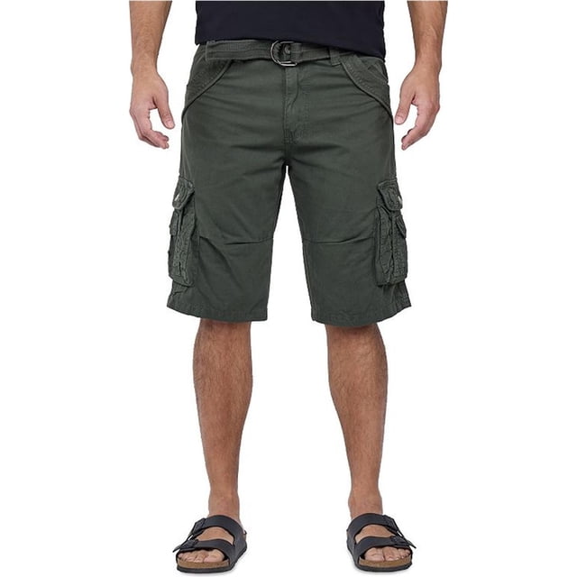 XRAY Mens Belted Double Pocket Casual Cargo Shorts, charcoal, 30