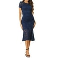 thumbnail image 2 of INSPIRE CHIC Elegant Lace Dress for Women's Short Sleeve Cocktail Party Mermaid Bodycon Dress, 2 of 5