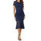 thumbnail image 2 of INSPIRAR CHIC Vestido de encaje elegante para mujeres, vestido de cóctel midi de manga corta, vestido de sirena bodycon, azul oscuro L, 2 of 5