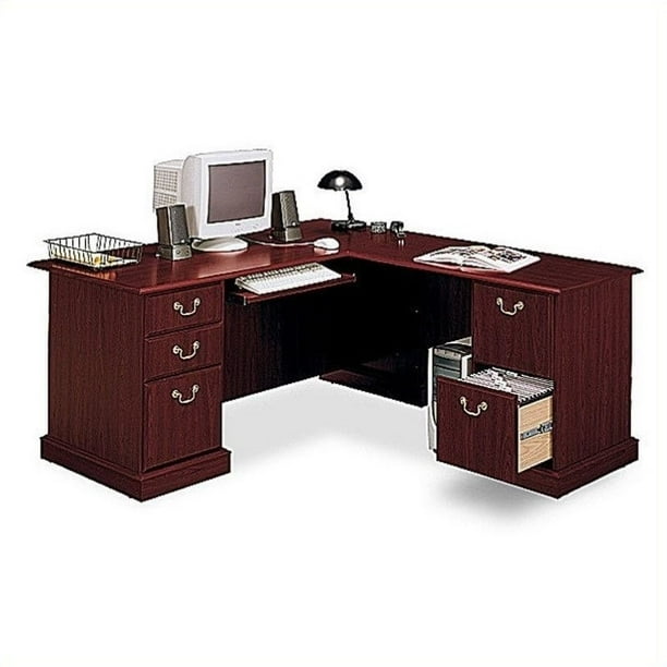 Bush Saratoga L Shape Executive Desk With Bookcase In Cherry Com Bush Saratoga L Shape Executive Desk, Bush Furniture Saratoga Executive Desk In Harvest Cherry And Black