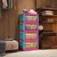 thumbnail image 6 of Happy Color, 20" Side Wide Folding Storage Cabinet ,4 /5Tiers,Collapsible Storage Bins with Magnetic Door, Plastic Storage Cabinet with Wheels, 6 of 8