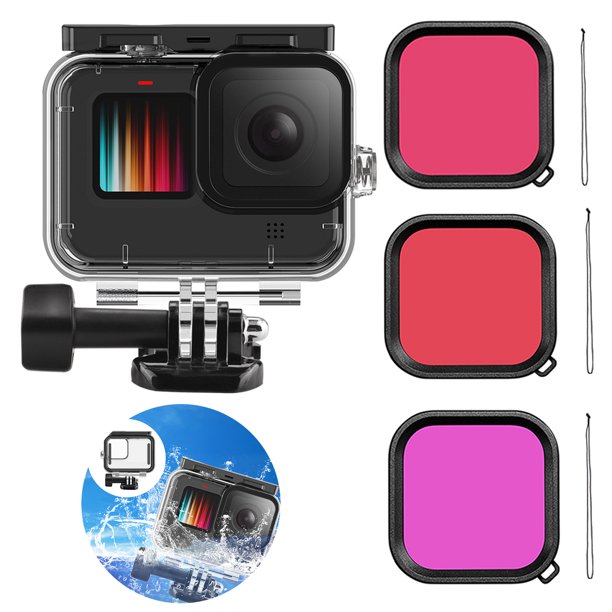 Gwong Electrónica Filtro de lente impermeable Funda protectora con accesorio de cámara de cordón para GoPro