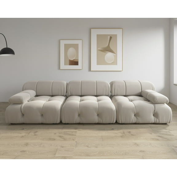 bokifol 104"Modular Sectional Sofa for Living Room,Cloud Couch 3-Seat Sofa for Apartment,Office,Bedroom,Beige