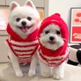 thumbnail image 4 of Pet Striped Hoodie Fleece Lined Comfortable Breathable Winter Warm Coat for Puppies and Cats Red XS, 4 of 8
