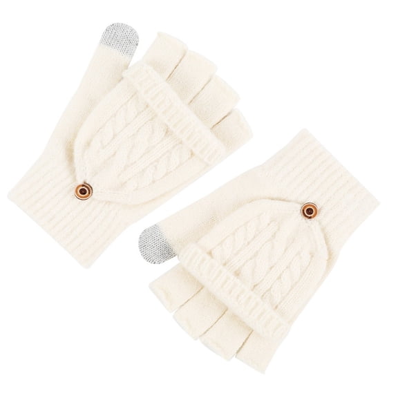 LIZENG Knitted Gloves Clearance Convertible Flip Top Fingerless Woolen Gloves Cold Proof Thickened Plush Lined Winter Cycling Gloves for Outdoor Sports 
