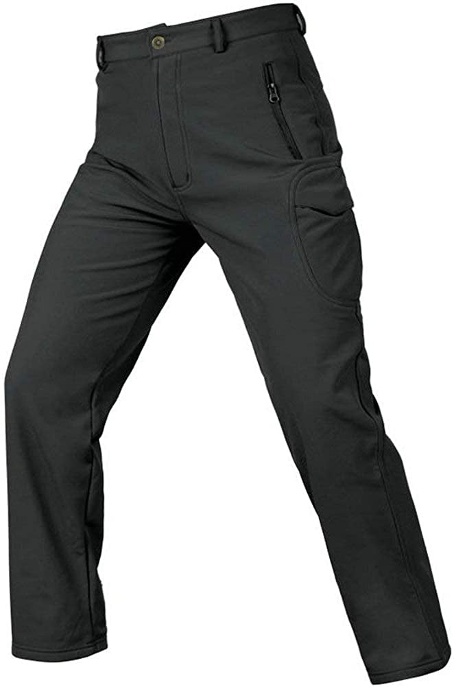 Men's Winter Fleece Lined Softshell Tactical Pants for Ski Snowboard Outdoor with Multi Pockets