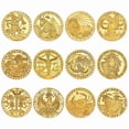thumbnail image 1 of Set de 12 monedas conmemorativas del zodíaco con Astrology De en tono dorado, 1 of 3