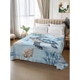thumbnail image 2 of Coastal Full Size Flat Sheet, Wrinkleproof & Fadeproof Cooling Flat Bed Sheet Only, Sea Turtle Summer Beach Nautical Coral Breathable Soft Bedding Top Sheets 81 x 96 Inches, 2 of 8
