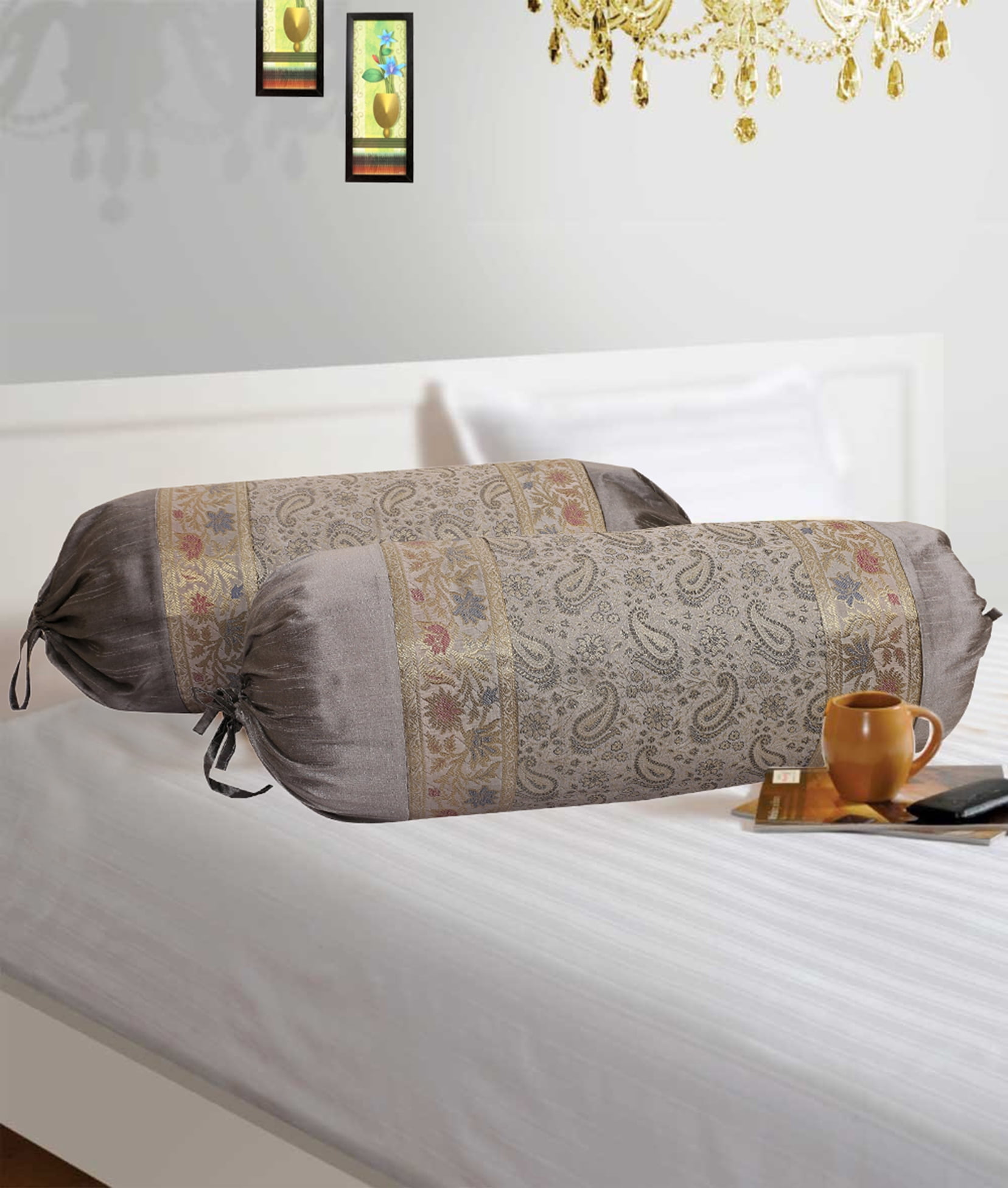 Stylo Culture Indian Polydupion Cylindrical Hotdog Pillow Bolster