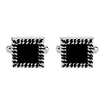 thumbnail image 1 of Gemelos cuadrados elegantes para hombre en zigzag en blanco y negro, 1 of 3