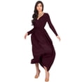 thumbnail image 5 of KOH KOH Long Sleeve Modest Fall Winter Evening Flowy Empire Waist Full Floor Length Cocktail Formal Tall Maxi Dress For Women Gown Abaya Maroon Wine Red Large US 12-14 GMD001, 5 of 7