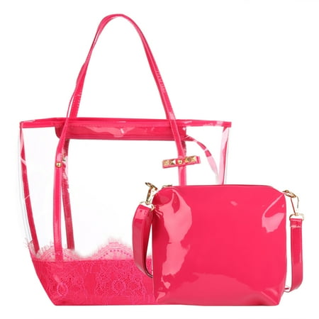 Bench Bar For Sale Vbiger 2-in-1 Clear Tote Bag Transparent Handbag Beach Bag Clear Shoulder Bag Waterproof Beach Jelly Handbag for Women ()