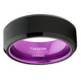 thumbnail image 3 of Metal Masters Black Tungsten Wedding Band Mens Ring Purple Interior Beveled Edge Brushed 8mm 10, 3 of 6
