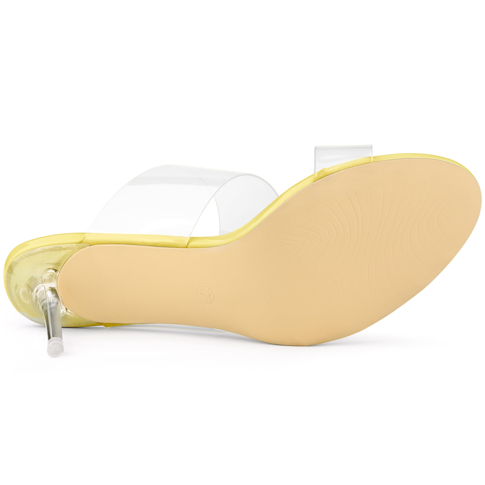 DARING DIVA Women's Clear Slide Stiletto Heels Clear Sandals Yellow 9