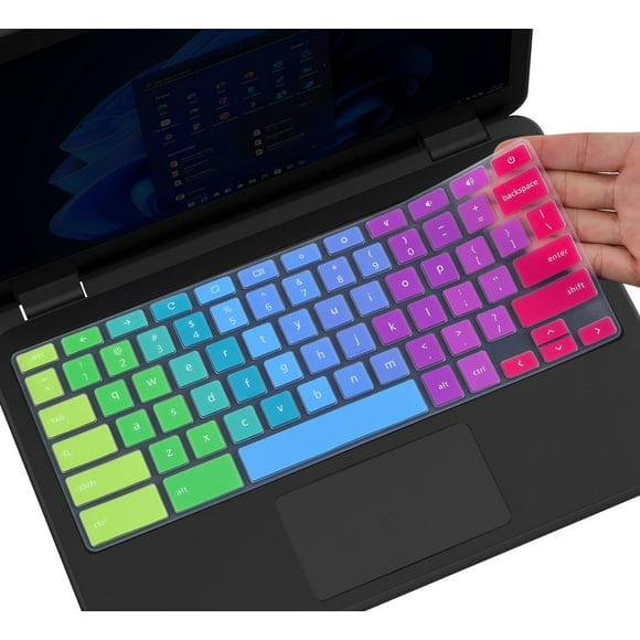 shiyou-Colorful Dell Chromebook Keyboard Cover for 11.6" 3100 3110 / 11" 3120 3180 3181 3189 5190 P22T / 13" 3380 13.3" - Protective Skin, Rainbow Accessories