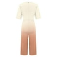 thumbnail image 3 of UPPADA Jumpsuits for Women Dressy Solid Short Sleeve V Neck Overall Back Zipper Wide Leg Jumpsuit Bibbed Pants with Pocket Casual Loose Comfy One Piece Outfit Beige,L, 3 of 5