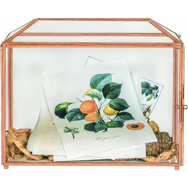 Small .‘‘ x .‘‘ x .‘‘ Glass Card Box with Slot & Lock for Wedding Reception Geometric Clear Envelops Box Suitable for x es Cards Gold (Slot Length cm) Handmade