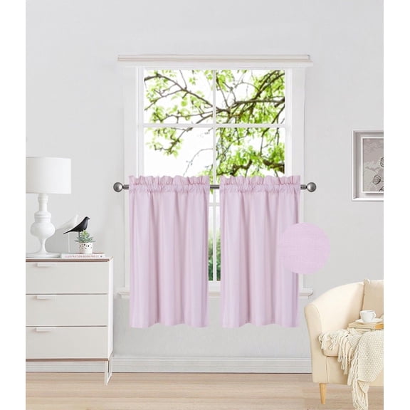 RS5 2-Piece Pink Microfiber Blackout Window Curtain, Two (2) Rod Pocket Panels 30"X 36" Each