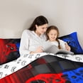 thumbnail image 5 of Castle Fairy Futuristic Cubes Gamepads Twin Comforter Sets,Black Blue Gamepads Bedding Set, 5 of 8
