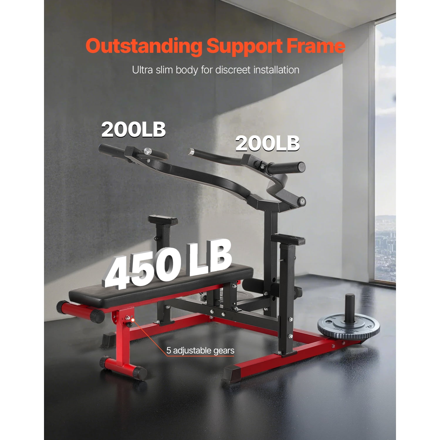 KFFKFF Pectoral Exercise Apparatus, 450 LBS Weightlifting Kit, Modifiable Level Bench with Separate Converging Arms, Superior Pectoral Gear, Domestic Fitness Equipment for Pectoral