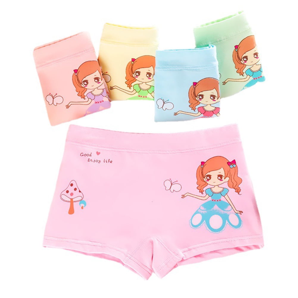 LJMOFA 5 Pcs Girls Underwear 3-12Y Kids Baby Girl Boxer