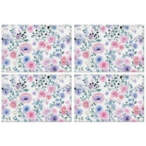 Pioneer Flower Floral Print Pattern Summer Placemats Table Placemats Set Of 4-Linen Kitchen Washable Placemats Table Mats 12x18 Inch Non-Slip Heat Resistant