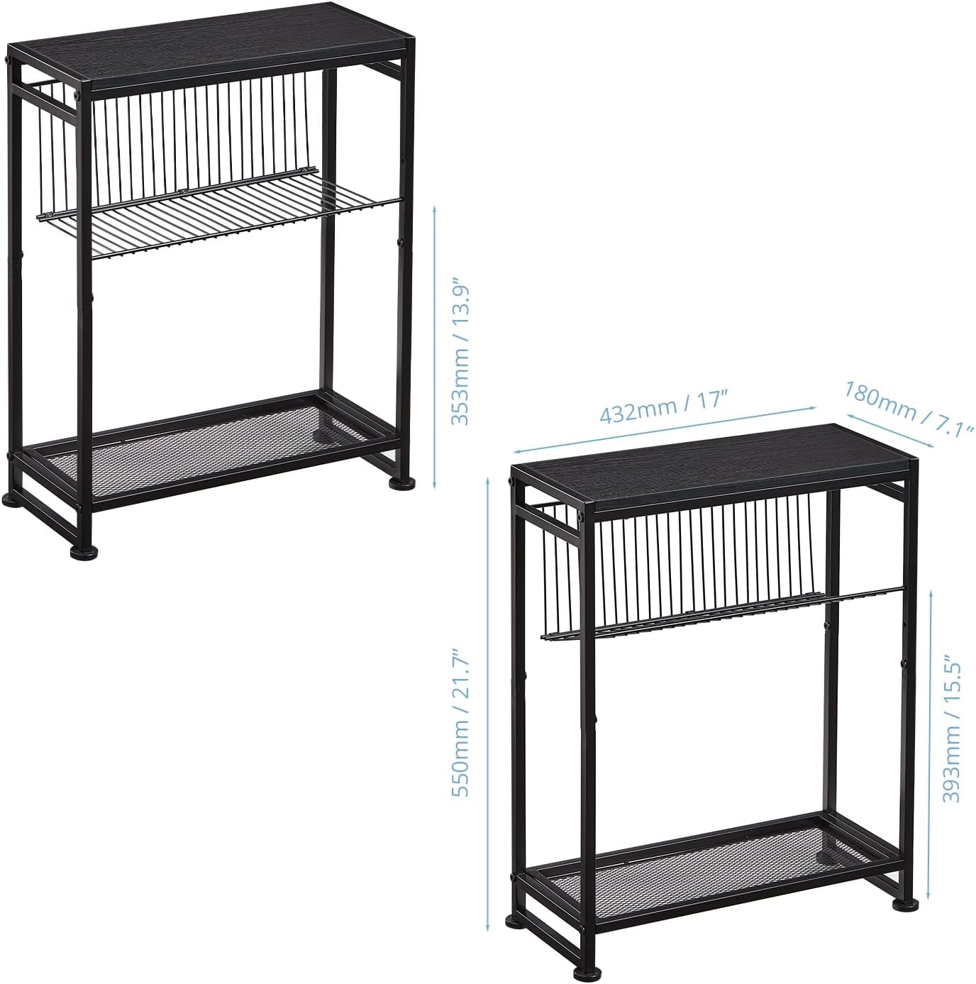 Zexvida Side Table with Magazine Holder, Black photo 4