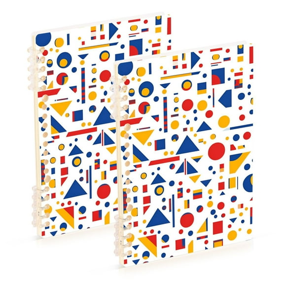 FORMRS 1-Subject Spiral Notebook 8" x 5" College Ruled 60 Refillable Sheet, 2 Pack, Simple Shapes