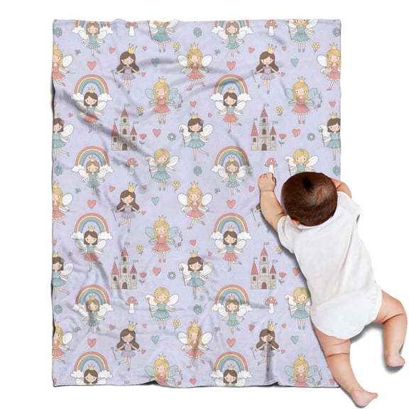 Light Purple Fairy Princess Pattern Blanket,Comfortable Soft Lamb Wool Throw Blanket,All Season,Warm Lightweight Blankets for Sofa Bed Couch Living Room Chair,30"x40"
