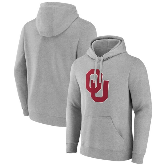 Men's Fanatics Gray Oklahoma Sooners Applique Fleece Pullover Hoodie