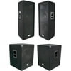 Seismic Audio Pair of Dual 15" PA Speakers and Two 18" Subwoofer Cabinets